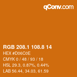 Color code: RGB 208.1 108.8 14 | qconv.com