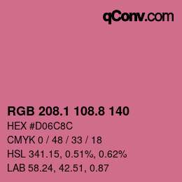 カラーコード: RGB 208.1 108.8 140 | qconv.com
