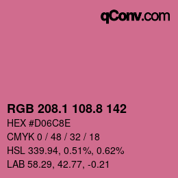 カラーコード: RGB 208.1 108.8 142 | qconv.com