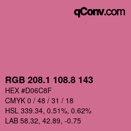 カラーコード: RGB 208.1 108.8 143 | qconv.com