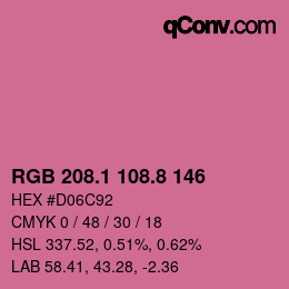 カラーコード: RGB 208.1 108.8 146 | qconv.com