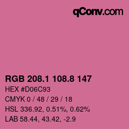 カラーコード: RGB 208.1 108.8 147 | qconv.com