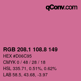 カラーコード: RGB 208.1 108.8 149 | qconv.com
