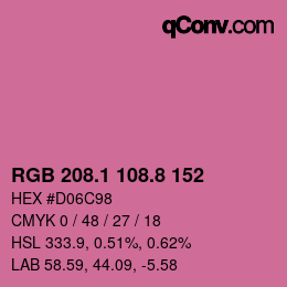 カラーコード: RGB 208.1 108.8 152 | qconv.com