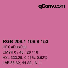 カラーコード: RGB 208.1 108.8 153 | qconv.com