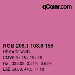 カラーコード: RGB 208.1 108.8 155 | qconv.com