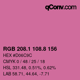 カラーコード: RGB 208.1 108.8 156 | qconv.com