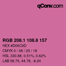 カラーコード: RGB 208.1 108.8 157 | qconv.com