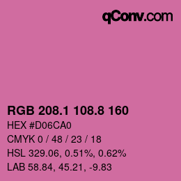 カラーコード: RGB 208.1 108.8 160 | qconv.com