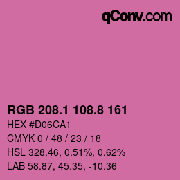 カラーコード: RGB 208.1 108.8 161 | qconv.com