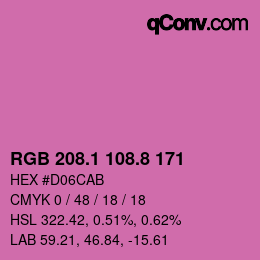 カラーコード: RGB 208.1 108.8 171 | qconv.com