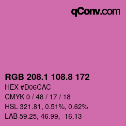 カラーコード: RGB 208.1 108.8 172 | qconv.com