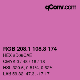 カラーコード: RGB 208.1 108.8 174 | qconv.com