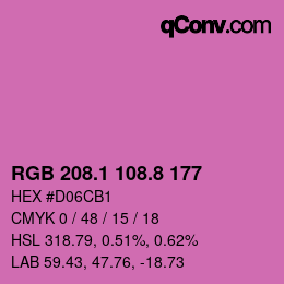 カラーコード: RGB 208.1 108.8 177 | qconv.com