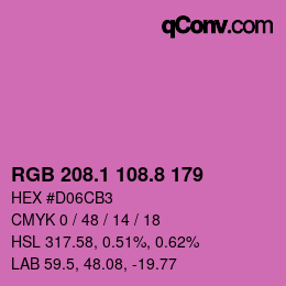 カラーコード: RGB 208.1 108.8 179 | qconv.com
