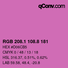 カラーコード: RGB 208.1 108.8 181 | qconv.com
