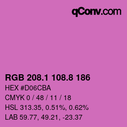 カラーコード: RGB 208.1 108.8 186 | qconv.com