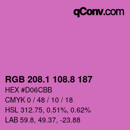 カラーコード: RGB 208.1 108.8 187 | qconv.com