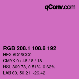 カラーコード: RGB 208.1 108.8 192 | qconv.com