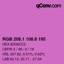 カラーコード: RGB 208.1 108.8 195 | qconv.com