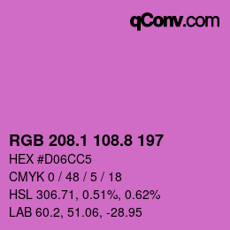 カラーコード: RGB 208.1 108.8 197 | qconv.com