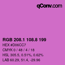 カラーコード: RGB 208.1 108.8 199 | qconv.com