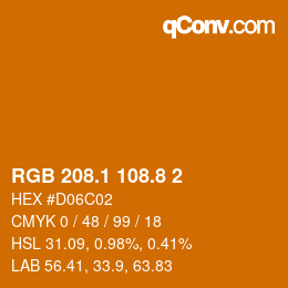 カラーコード: RGB 208.1 108.8 2 | qconv.com