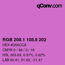 カラーコード: RGB 208.1 108.8 202 | qconv.com