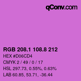 カラーコード: RGB 208.1 108.8 212 | qconv.com