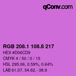 カラーコード: RGB 208.1 108.8 217 | qconv.com