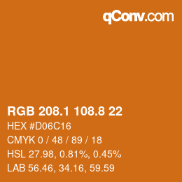 カラーコード: RGB 208.1 108.8 22 | qconv.com