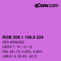 カラーコード: RGB 208.1 108.8 224 | qconv.com