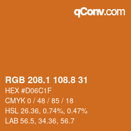 Color code: RGB 208.1 108.8 31 | qconv.com
