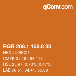 Color code: RGB 208.1 108.8 33 | qconv.com