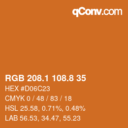 カラーコード: RGB 208.1 108.8 35 | qconv.com