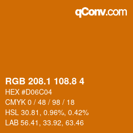 カラーコード: RGB 208.1 108.8 4 | qconv.com