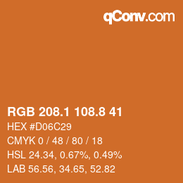 Color code: RGB 208.1 108.8 41 | qconv.com