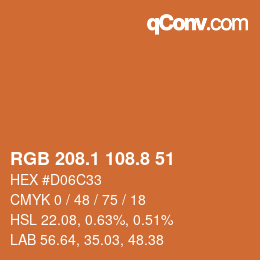 Color code: RGB 208.1 108.8 51 | qconv.com