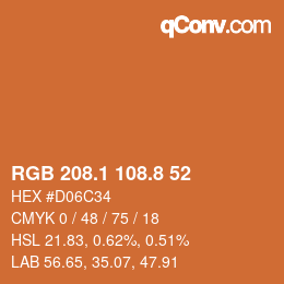Color code: RGB 208.1 108.8 52 | qconv.com