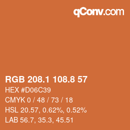 カラーコード: RGB 208.1 108.8 57 | qconv.com