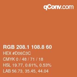 Color code: RGB 208.1 108.8 60 | qconv.com