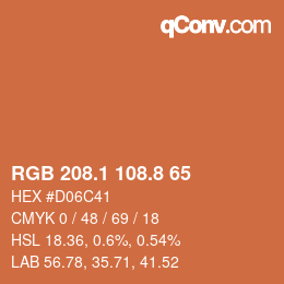 Color code: RGB 208.1 108.8 65 | qconv.com
