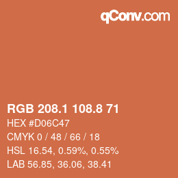 Color code: RGB 208.1 108.8 71 | qconv.com