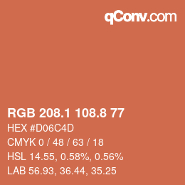 カラーコード: RGB 208.1 108.8 77 | qconv.com