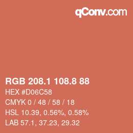 カラーコード: RGB 208.1 108.8 88 | qconv.com
