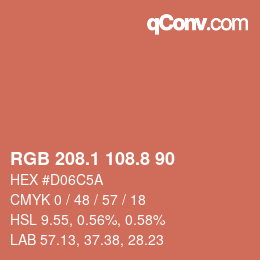 Color code: RGB 208.1 108.8 90 | qconv.com