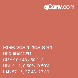 カラーコード: RGB 208.1 108.8 91 | qconv.com
