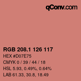 カラーコード: RGB 208.1 126 117 | qconv.com