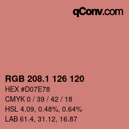 カラーコード: RGB 208.1 126 120 | qconv.com