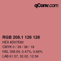 カラーコード: RGB 208.1 126 128 | qconv.com